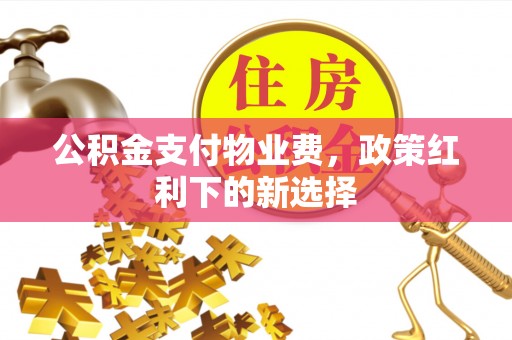 九寨沟公积金支付物业费，政策红利下的新选择