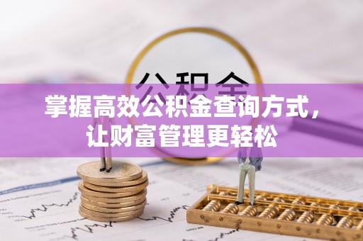九寨沟掌握高效公积金查询方式，让财富管理更轻松